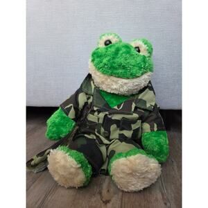Build-A-Bear‎ Spring Green Frog Plush in Camouflage Military Outfit 16"
